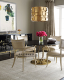 新古典铁艺圆形餐桌 欧式美式不锈钢实木餐桌椅组合 咖啡桌家具