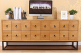 美式风格复古铁艺抽屉矮柜储物收纳柜客厅落地电视柜实木电视机柜