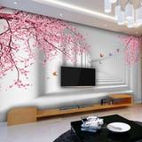 立体简约壁画现代中式客厅卧室沙发电视背景墙大型定制壁画梅花