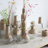 创意手工花瓶干花花瓶田园风格纯手工编织桌面摆设小花瓶包邮