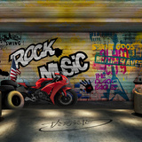 3d摩托汽车轮胎壁画主题酒吧KTV背景墙壁纸个性创意音乐涂鸦墙纸