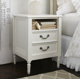 美式实木床头柜雕花做旧仿古白法式床头柜儿童床头柜上海卧室家具