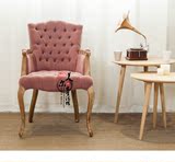 现货美式乡村实木餐椅 法式复古单人化妆休闲椅咖啡椅酒店椅书椅