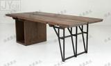 北欧铁艺实木书桌创意工作写字台美式工业风电脑桌台式家用办公桌