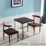 仿实木铁艺椅子快餐奶茶甜品店桌椅简约现代咖啡厅西餐厅桌椅组合