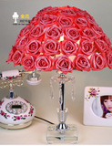 新婚庆台灯卧室床头创意欧式玫瑰花结婚礼物红色装饰水晶时尚婚房