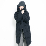 2015秋冬季女装新款宽松大码黑色中长款加厚连帽棉袄棉服长袖外套