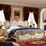 欧式大床 法式大床真皮实木双人床香槟金2米2.2米婚床别墅公主床