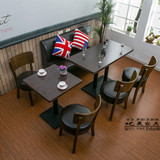 美式咖啡厅桌椅复古西餐厅奶茶店甜品店卡座沙发实木餐台椅组合