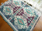 【呆头趣我家】外贸美式几何kilim民族风流苏棉线毯沙发毯地毯