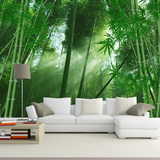 无缝大型壁画3d立体竹林风景绿色护眼电视客厅背景装饰墙纸壁纸