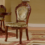 欧式高端雕花全实木布艺椅子 美式橡木酒店洽谈扶手椅 新古典餐椅