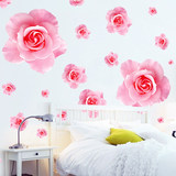 自粘浪漫红色粉色玫瑰花海墙贴温馨卧室客厅墙壁装饰可移除墙贴纸