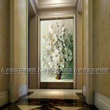 高档艺术玻璃现代欧式屏风隔断客厅玄关电视背景墙 洁白雏菊花瓶
