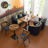 美式会所卡座批发桌椅组合实木沙发定做KTV甜品奶茶店西餐咖啡厅