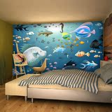 小孩儿童房主题无缝墙纸壁纸 绿色环保3D床头卧室壁画 海底世界
