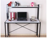欧式铁艺简约钢木书桌书柜组合台式笔记本电脑桌书架办公桌写字台