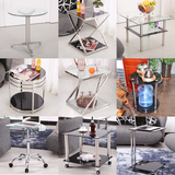 特价钢化玻璃不锈钢小茶几休闲移动沙发边几方形角几床边桌圆形桌