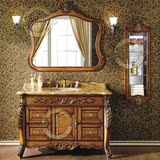 欧式浴室柜仿古橡木洗脸台盆落地卫浴柜美式实木大理石洗手组合柜