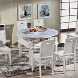 欧式钢化玻璃餐桌现代简约实木伸缩多功能田园小户型首选圆桌