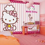 HolleKitty凯蒂猫可爱卡通大型壁画儿童房女背景墙壁纸幼儿园墙纸