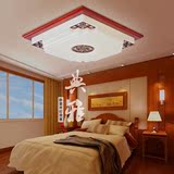 中式正方形实木吸顶灯客厅卧室书房吸顶灯复古木艺灯中国风木艺灯