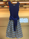欧洲站2016新款女装针织拼接条纹背心假两件收腰连衣裙夏I7201201