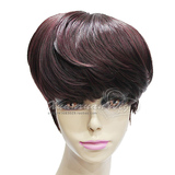 韩版 帅气 女 蓬松 紫红色 蘑菇头假发 中性短发