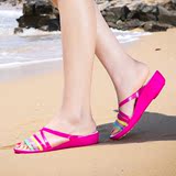 夏季新款坡跟女凉鞋洞洞鞋沙滩鞋中跟塑料果冻七彩鱼嘴凉鞋拖鞋