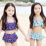韩国儿童泳衣女童女孩泳装公主比基尼宝宝分体平角裤中小童游泳衣