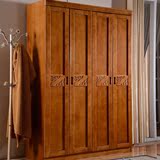 现代中式实木衣柜2门3门4门5门6门大衣橱组装木质储物柜整体橡木