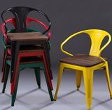 美式复古休闲椅子铁艺金属靠背餐椅扶手太师咖啡酒吧办公椅老板椅