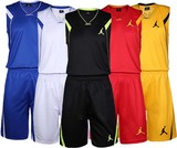 乔丹大码运动套装夏季男V领无袖背心短裤跑步健身透气篮球服套装