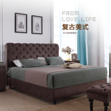 美式布艺床 小户型布床高箱汽动储物床1.5M1.8米简约现代宜家婚床