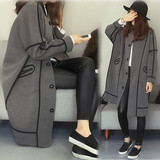韩版2016春装新款加大码女装胖mm200斤宽松蝙蝠袖中长款大衣外套