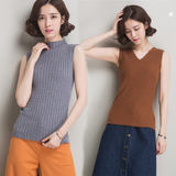 2016春秋韩版女装新品新款修身高领短袖套头针织打底衫特价包邮