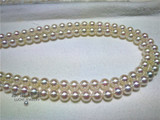 日本珍珠akoya天然海水珍珠项链正圆强光7-7.5mm北海珍珠专柜正品
