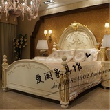 美式乡村复古实木雕花床 欧式实木雕花双人床 婚床 可定制