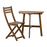 嘟嘟杭州宜家代购IKEA阿霍蒙 连璧桌+1把折叠椅户外餐桌椅 灰漆色