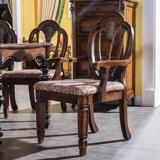 12号公馆 欧式餐桌椅组合 简美 美式实木布艺餐椅 带扶手休闲书椅