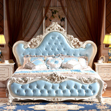 欧式床公主床法式双人床1.8米奢华婚床高箱储物珠光漆描金实木床