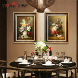 高档欧式背景墙画壁画美式新古典客厅装饰画玄关餐厅实木挂画花卉