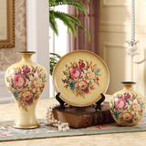 新品创意美式田园陶瓷花瓶三件套摆件客厅酒柜玄关电视柜欧式摆件