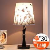 韩式创意简约欧式台灯温馨卧室床头灯时尚创意装饰灯木艺台灯