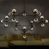 北欧创意美式工业客厅魔豆餐厅led吊灯多头铁艺复古玻璃圆球吊灯
