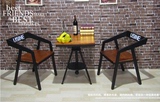 美式铁艺实木升降方桌咖啡厅休闲奶茶甜品店洽谈创意简约桌椅组合