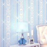 欧式竖条纹刺绣镶钻地中海风格壁纸 卧室客厅满贴墙纸电视背景墙