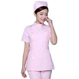 护士服夏装  短袖分体套装 偏襟立领半袖小褂 白色粉色蓝色白大褂