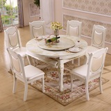 欧式大理石餐桌椅组合4人6人8人可伸缩大理石餐桌方圆两用吃饭桌