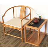 老榆木免漆新中式家具圈椅三件套现代明式简约实木禅意围椅茶桌椅